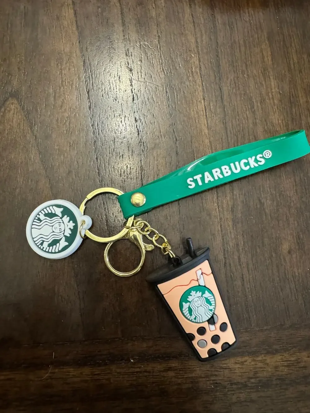 Starbucks bubble tea keychain bag charm with green and white logo